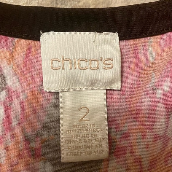 Chico's Maxi Dress Size 2Pink Brown Womens 12 Large Art Nouveau Butterfly Print - Picture 11 of 12